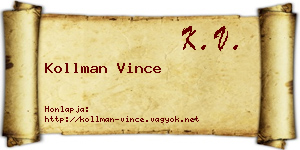 Kollman Vince névjegykártya